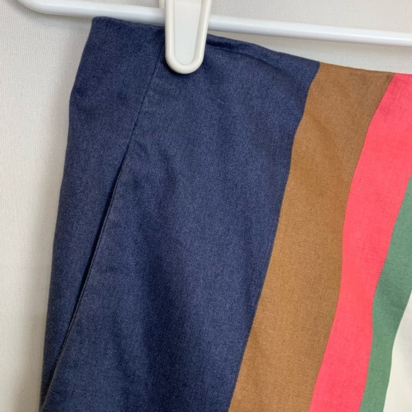 Boden Sz US 4L Multicolor Geometric Stripe Knee Length Cotton Straight Skirt - Picture 2 of 8